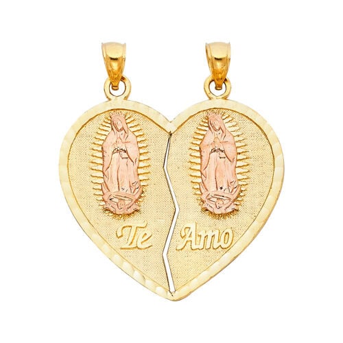 14K Two Tone Gold Teamo Heart 2 Piece Pendant