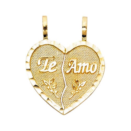 14K Yellow Gold Teamo Heart 2 Piece Pendant