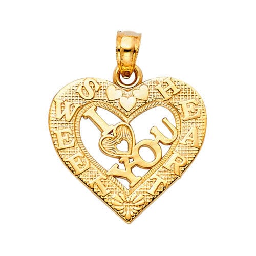 14K Yellow Gold I Love You Heart Pendant