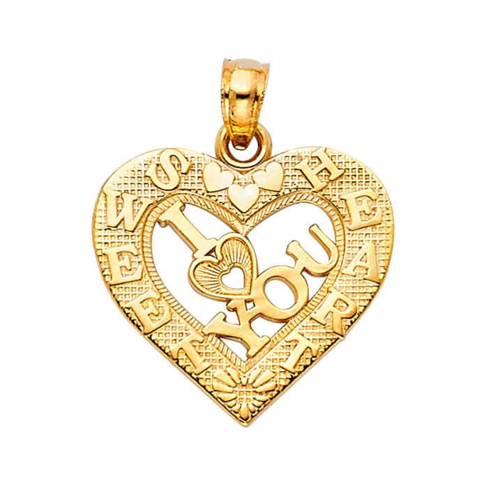 14K Yellow Gold I Love You Heart Pendant