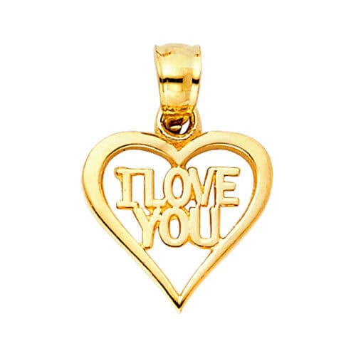 14K Yellow Gold I Love You Heart Pendant