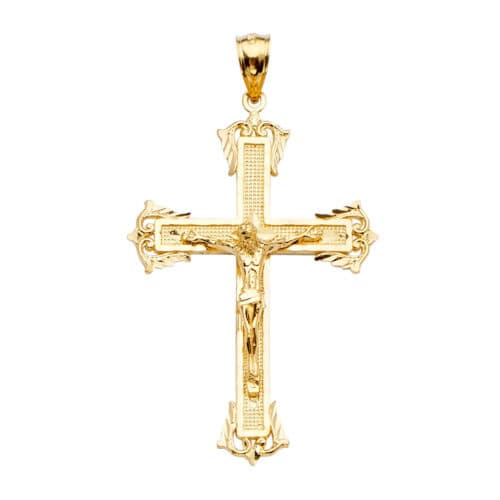 14K Yellow Gold Crucifix Cross Pendant