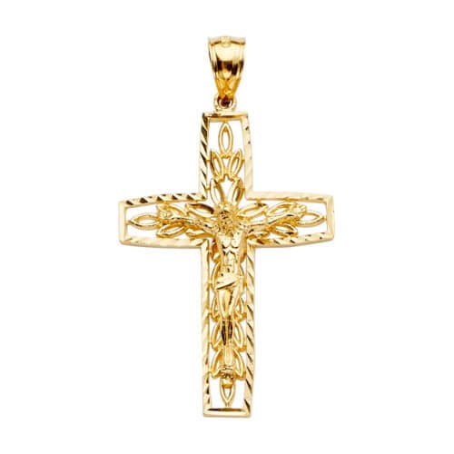 14K Yellow Gold Crucifix Cross Pendant