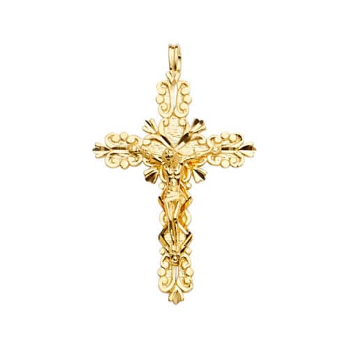 14K Yellow Gold Crucifix Cross Pendant
