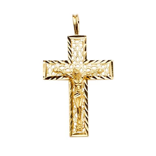 14K Yellow Gold Crucifix Cross Pendant