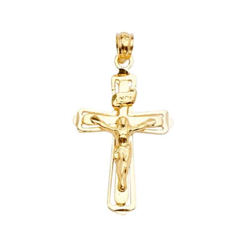14K Yellow Gold Crucifix Cross Pendant