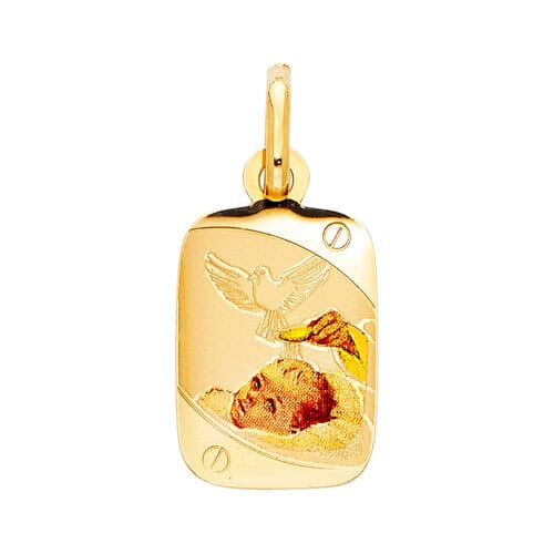 14K Yellow Gold Baptism Religious Pendant