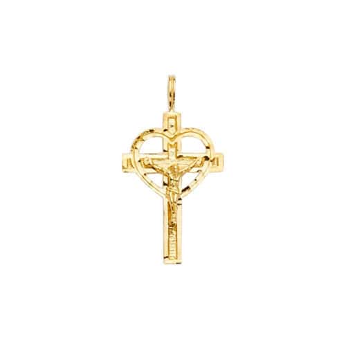14K Yellow Gold Crucifix Cross Pendant