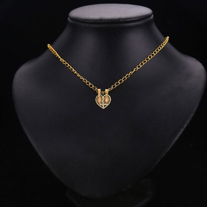 14K Two Tone Gold Religious Guadlupe Broken Heart Pendant - Image 2