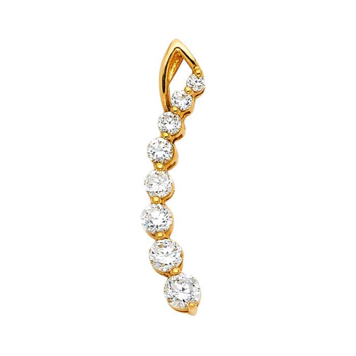 14K Yellow Gold Italian Horn Cubic Zirconia Pendant