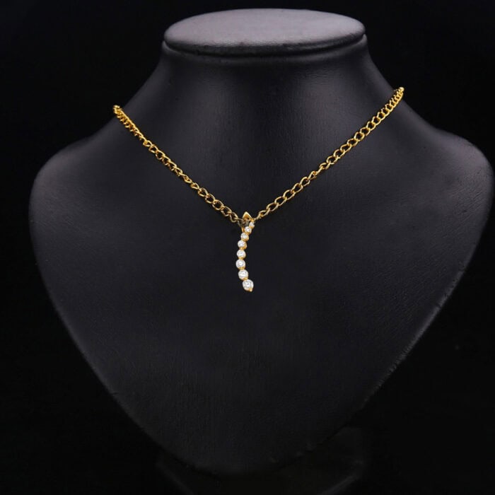 14K Yellow Gold Italian Horn Cubic Zirconia Pendant - Image 2