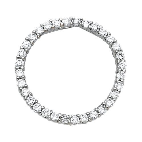 14K White Gold Journey Circle of Life Cubic Zirconia Pendant