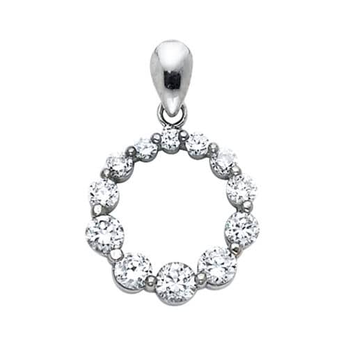 14K White Gold Journey Circle of Life Cubic Zirconia Pendant