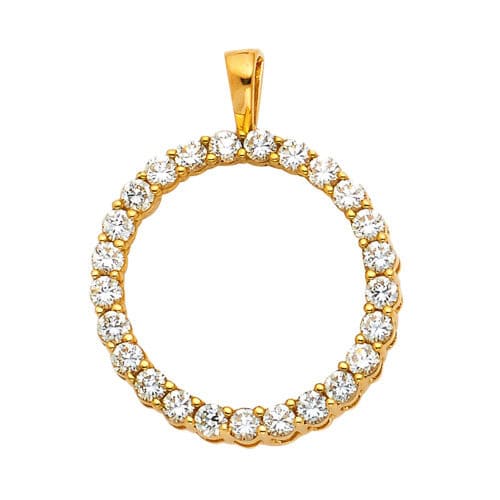 14K Yellow Gold Circle of Life Cubic Zirconia Pendant