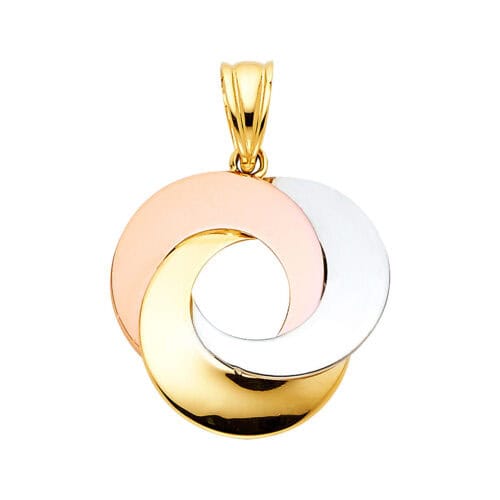14K Tri Color Gold Love Circle Pendant