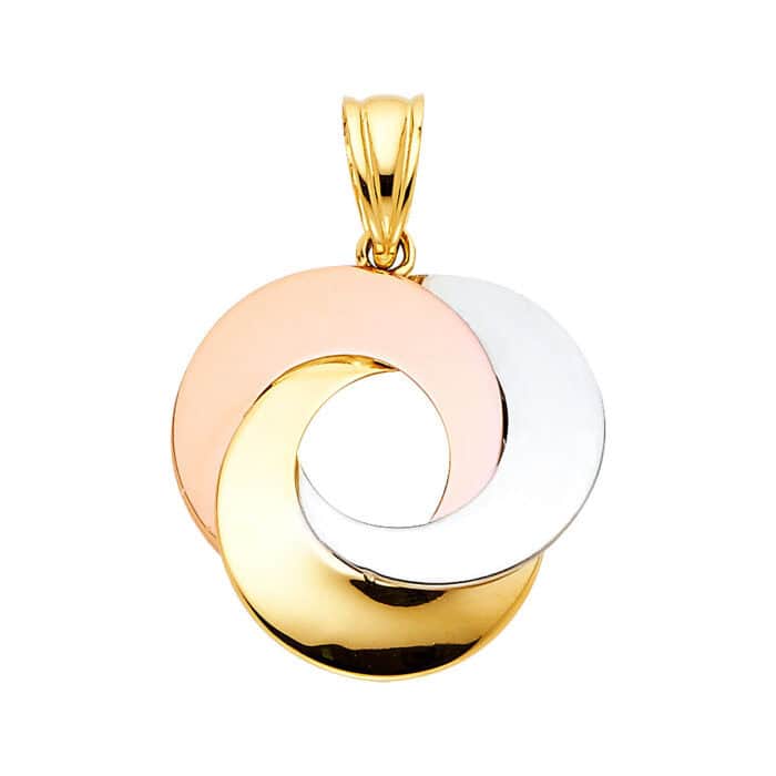 14K Tri Color Gold Love Circle Pendant