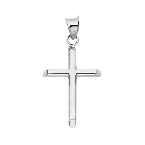 14K White Gold Religious Cross Pendant