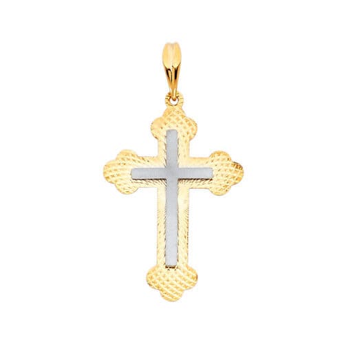 14K Two Tone Gold Religious Cross Pendant