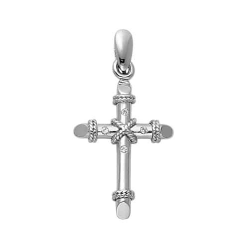 14K White Gold Religious Cross Pendant