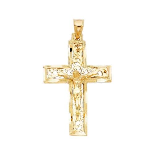 14K Yellow Gold Religious Crucifix Pendant