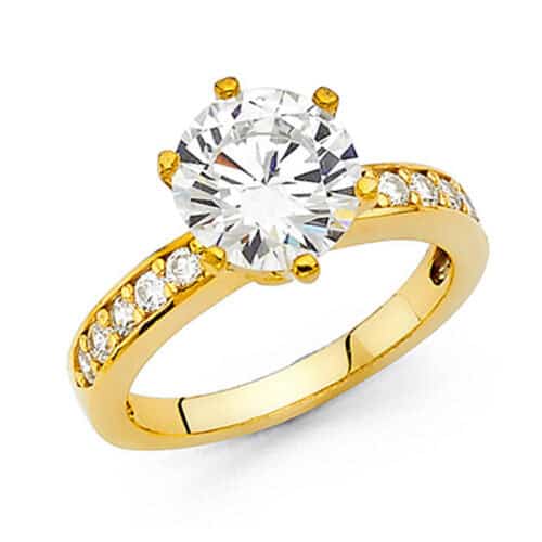 14K Yellow Gold Cubic Zirconia Engagement Ring