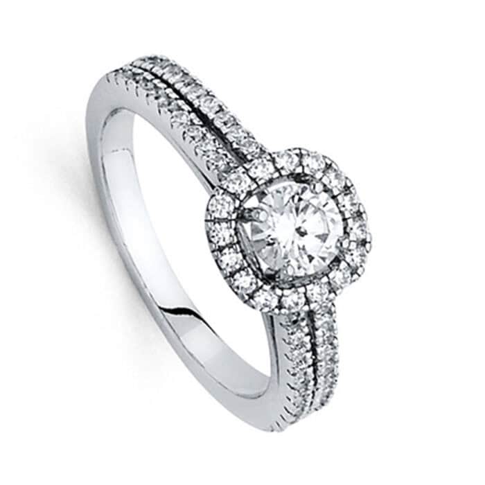 14K White Gold Cubic Zirconia Engagement Ring - Image 2