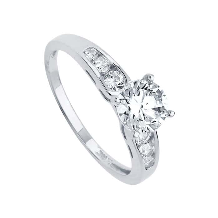 14K White Gold Cubic Zirconia Engagement Ring - Image 2