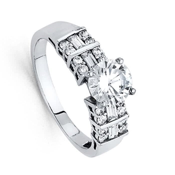 14K White Gold Cubic Zirconia Engagement Ring - Image 2