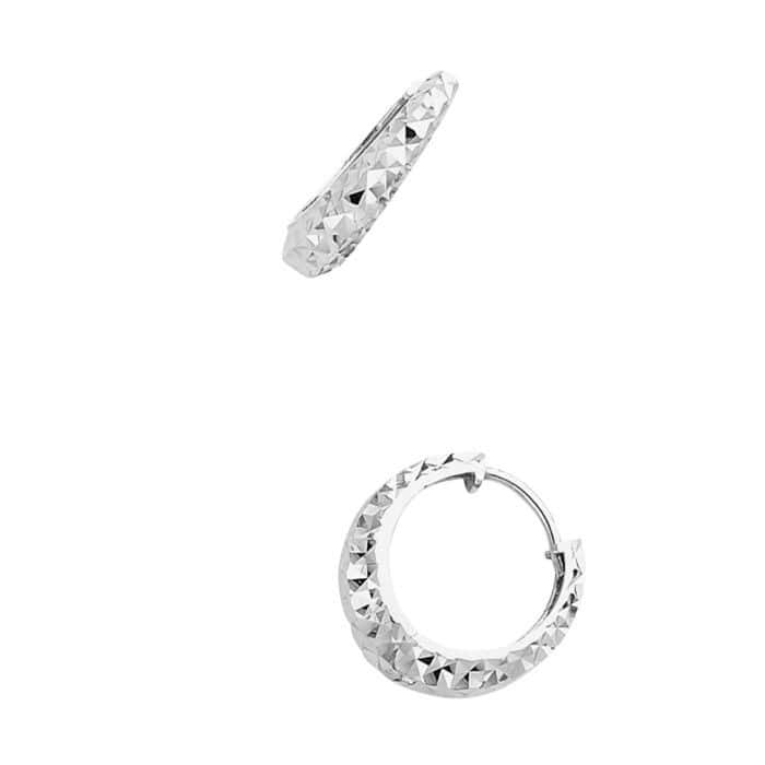 14K White Gold 3mm Huggies Earrings - Image 3