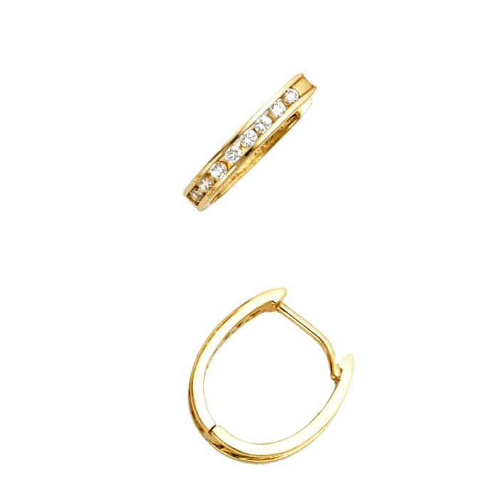 14K Yellow Gold Cubic Zirconia Huggies Earringsrings - Image 3