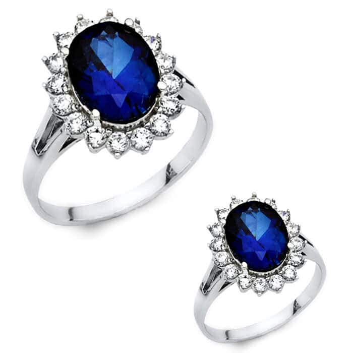 14K White Gold Cubic Zirconia Engagement Ring - Image 3