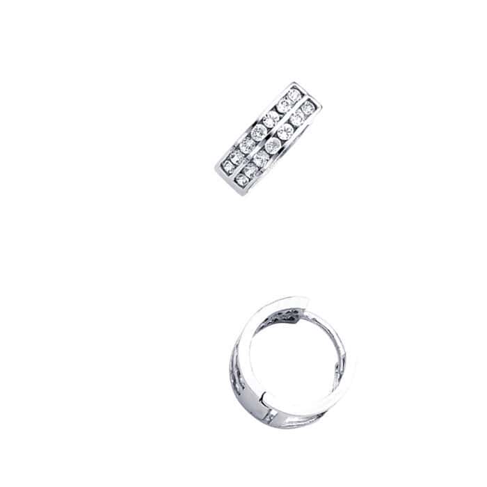14K White Gold 4mm Cubic Zirconia Huggies Earrings - Image 2