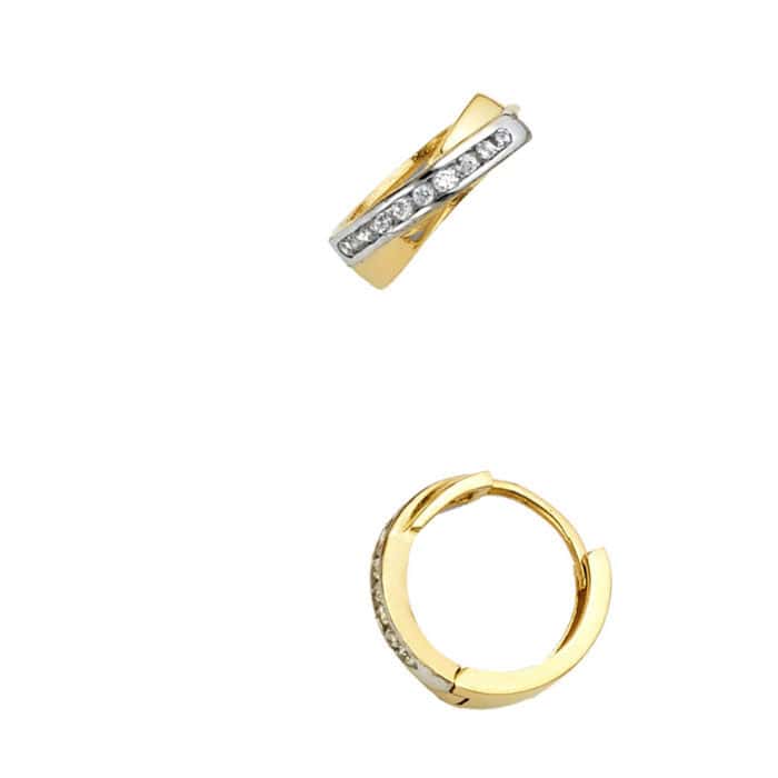 14K Yellow Gold Cubic Zirconia Huggies Earringsrings - Image 2