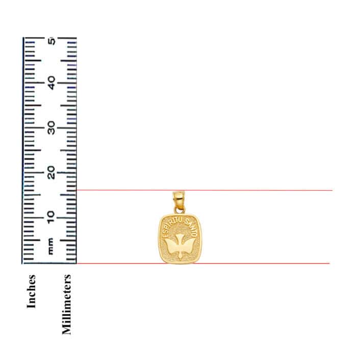 14K Yellow Gold Religious Holy Spirit Dove Pendant - Image 3