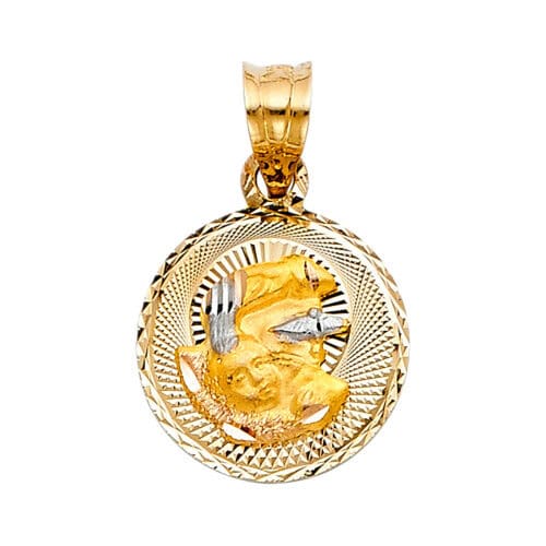 14K Tri Color Gold Diamond Cut Stamp Baptism Religious Pendant