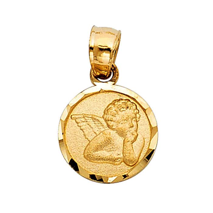 14K Yellow Gold Angel Religious Pendant