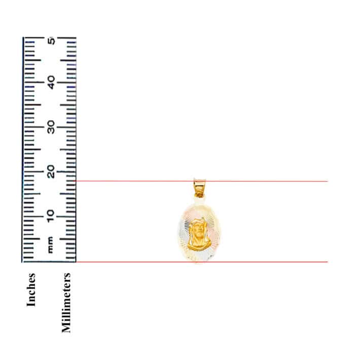 14K Tri Color Gold Religious Jesus Stamp Pendant - Image 3