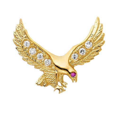14K Yellow Gold Cubic Zirconia Eagle Pendant