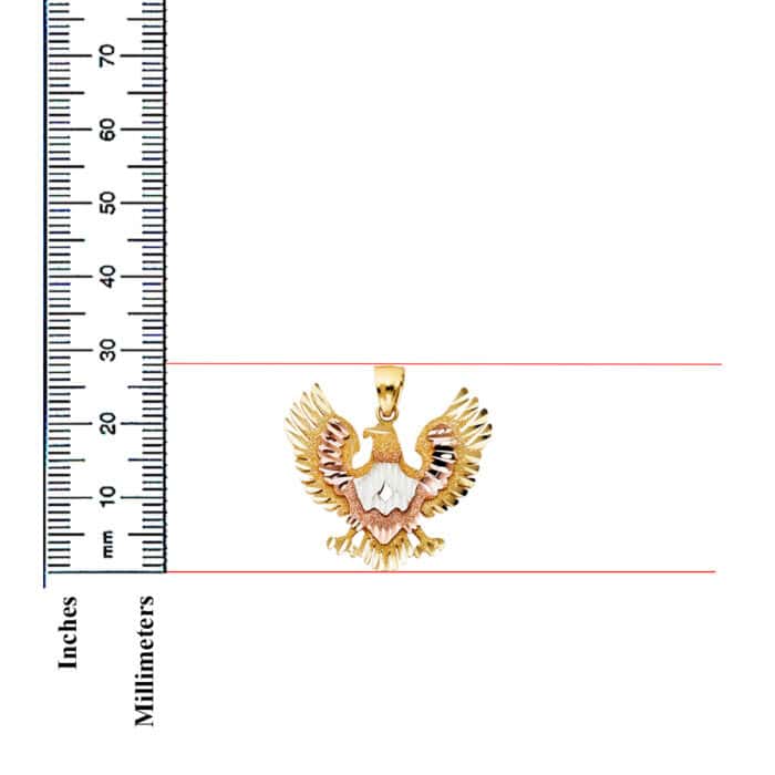 14K Tri Color Gold Eagle Pendant - Image 3