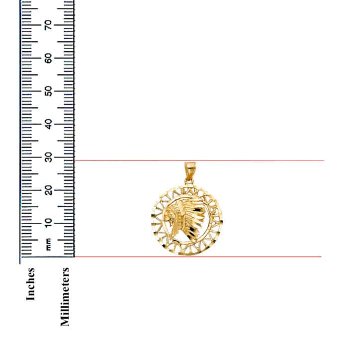 14K Yellow Gold Indian Pendant - Image 3
