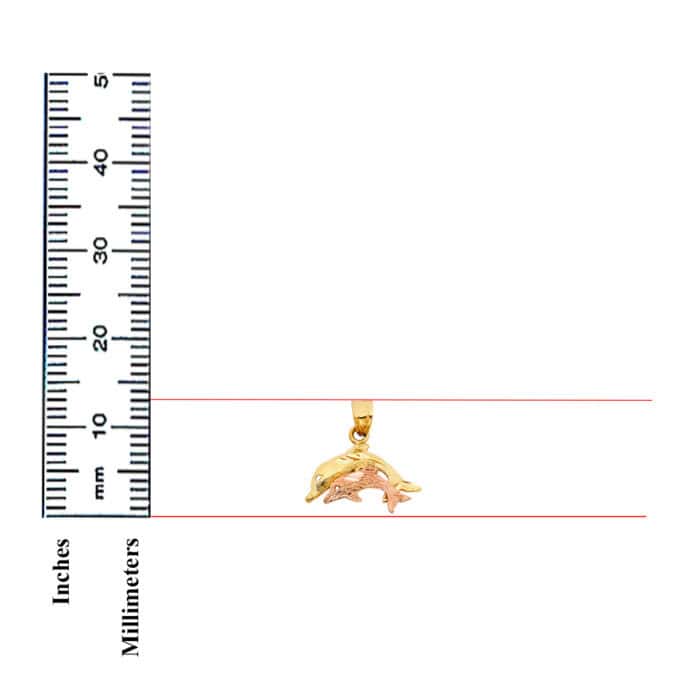 14K Two Tone Gold Dolphin Pendant - Image 3