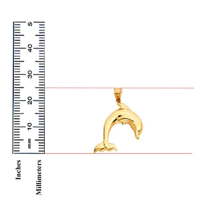 14K Yellow Gold Dolphin Pendant - Image 3