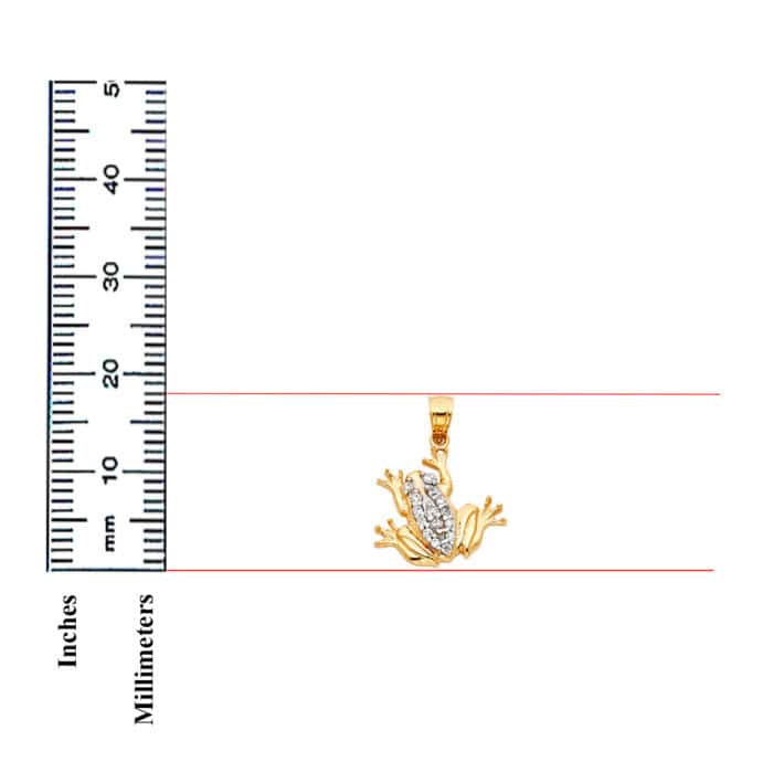 14K Yellow Gold Cubic Zirconia Frog Pendant - Image 3