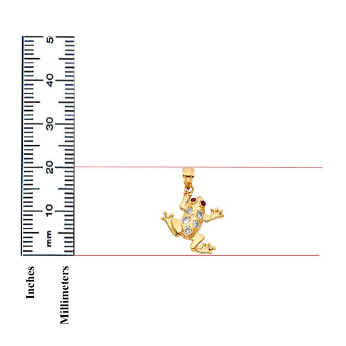 14K Yellow Gold Cubic Zirconia Frog Pendant - Image 3