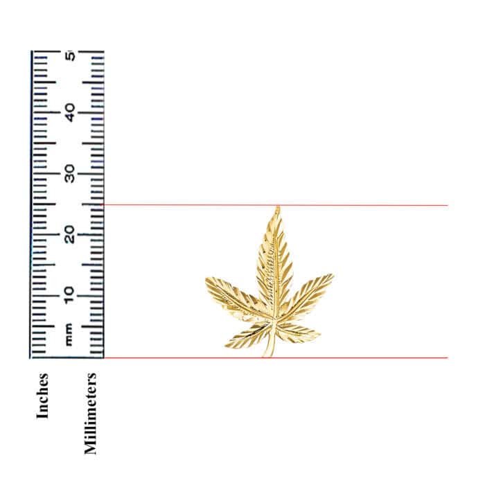 14K Yellow Gold Marijuana Leaf Pendant - Image 3