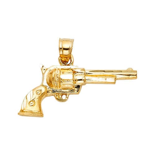 14K Yellow Gold Pistol Gun Pendant
