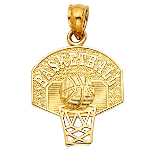 14K Yellow Gold Basket Ball Pendant