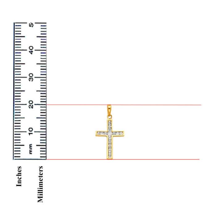 14K Yellow Gold Cross Cubic Zirconia Religious Pendant - Image 3