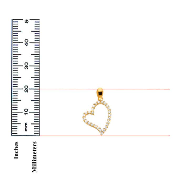 14K Yellow Gold Open Heart Cubic Zirconia Pendant - Image 3