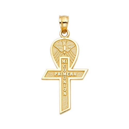14K Yellow Gold Cross Religious Pendant